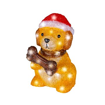 LED-Figur Hund mit Knochen, Acryl, braun, 27 cm – Lumineo