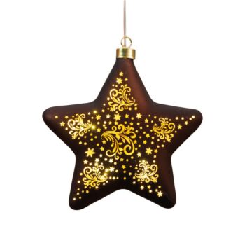 Weihnachtsanhänger Stern Glas mit Sternen dunkelbraun/gold 19 cm - Anna’s Collection