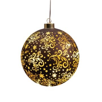 Weihnachtsanhänger Kugel Glas mit Sternen dunkelbraun/gold 15 cm - Anna’s Collection