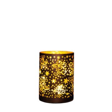 Glaszylinder mit Sternen dunkelbraun/gold 12 cm - Anna’s Collection
