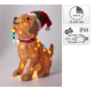 LED Hund Weihnachtsmann 55 cm