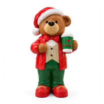 Weihnachtsbär mit Becher Multicolor LED B/O 120 cm